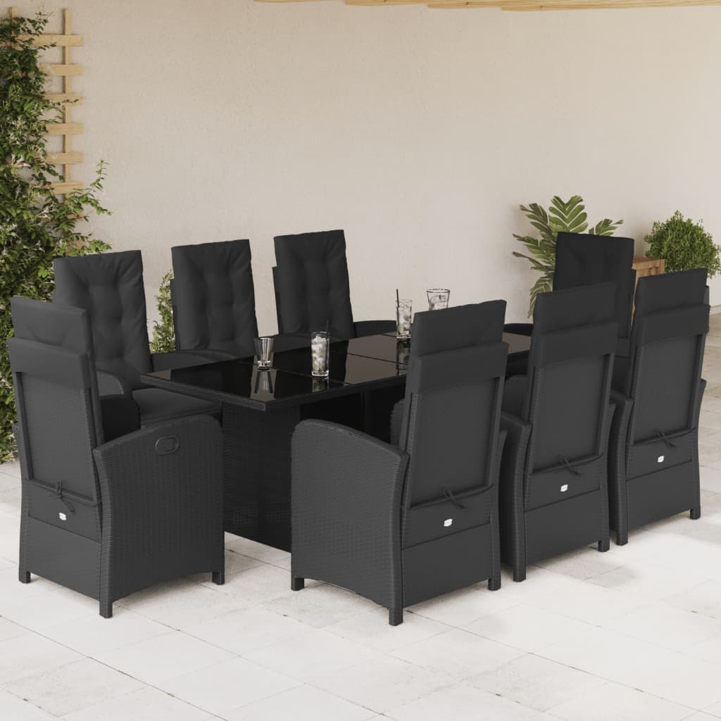 Set Mobilier De Grădină Cu Perne, 9 Piese, Maro, Poliratan