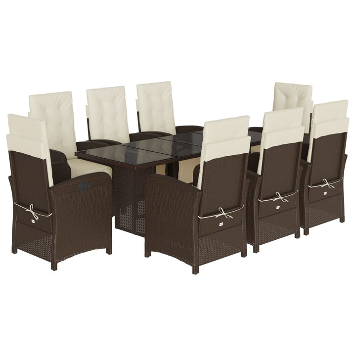 Set Mobilier De Grădină Cu Perne, 9 Piese, Maro, Poliratan