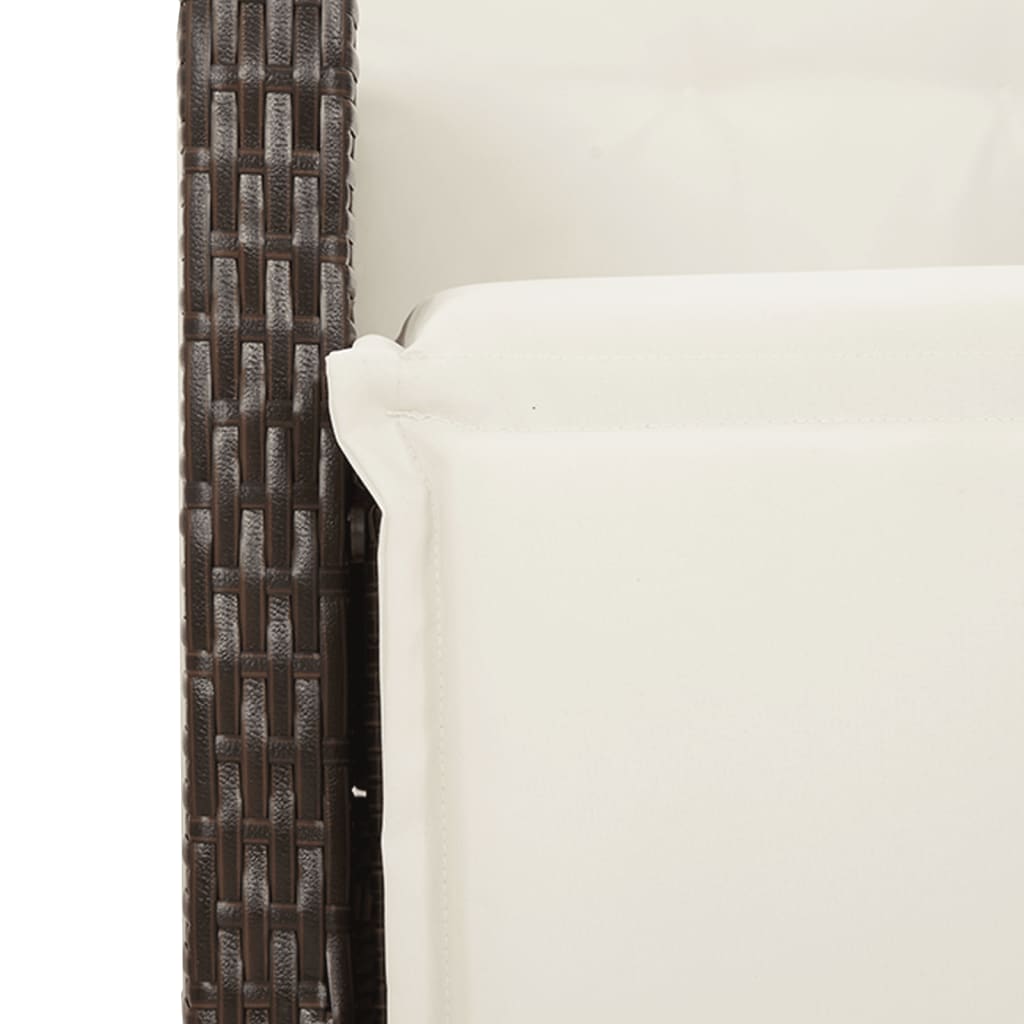 Set Mobilier De Grădină Cu Perne, 9 Piese, Maro, Poliratan