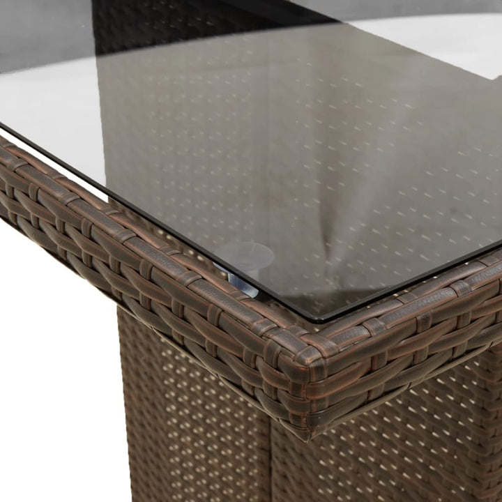 Set Mobilier De Grădină Cu Perne, 9 Piese, Maro, Poliratan