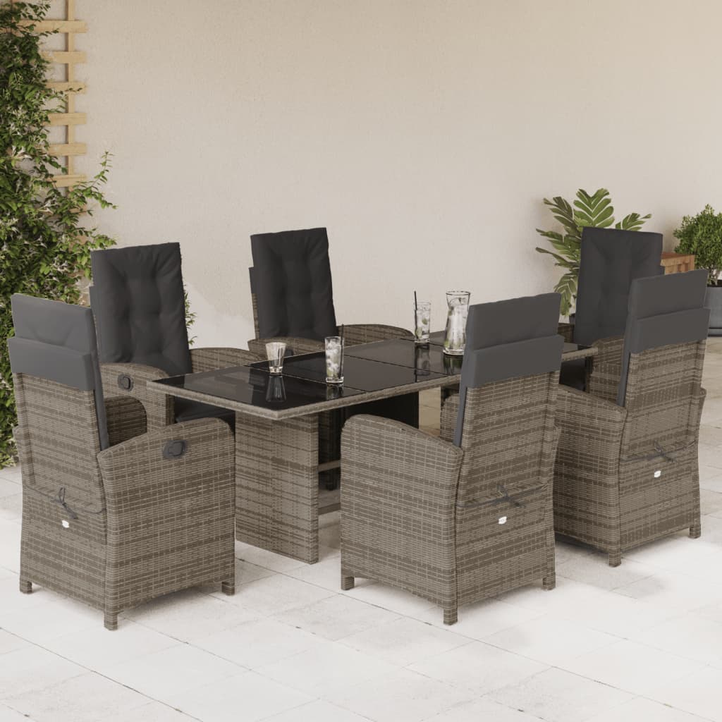 Set Mobilier De Grădină Cu Perne, 9 Piese, Maro, Poliratan