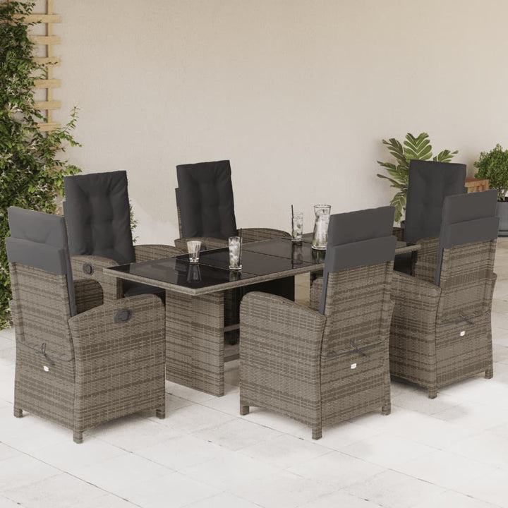Set Mobilier De Grădină Cu Perne, 9 Piese, Maro, Poliratan