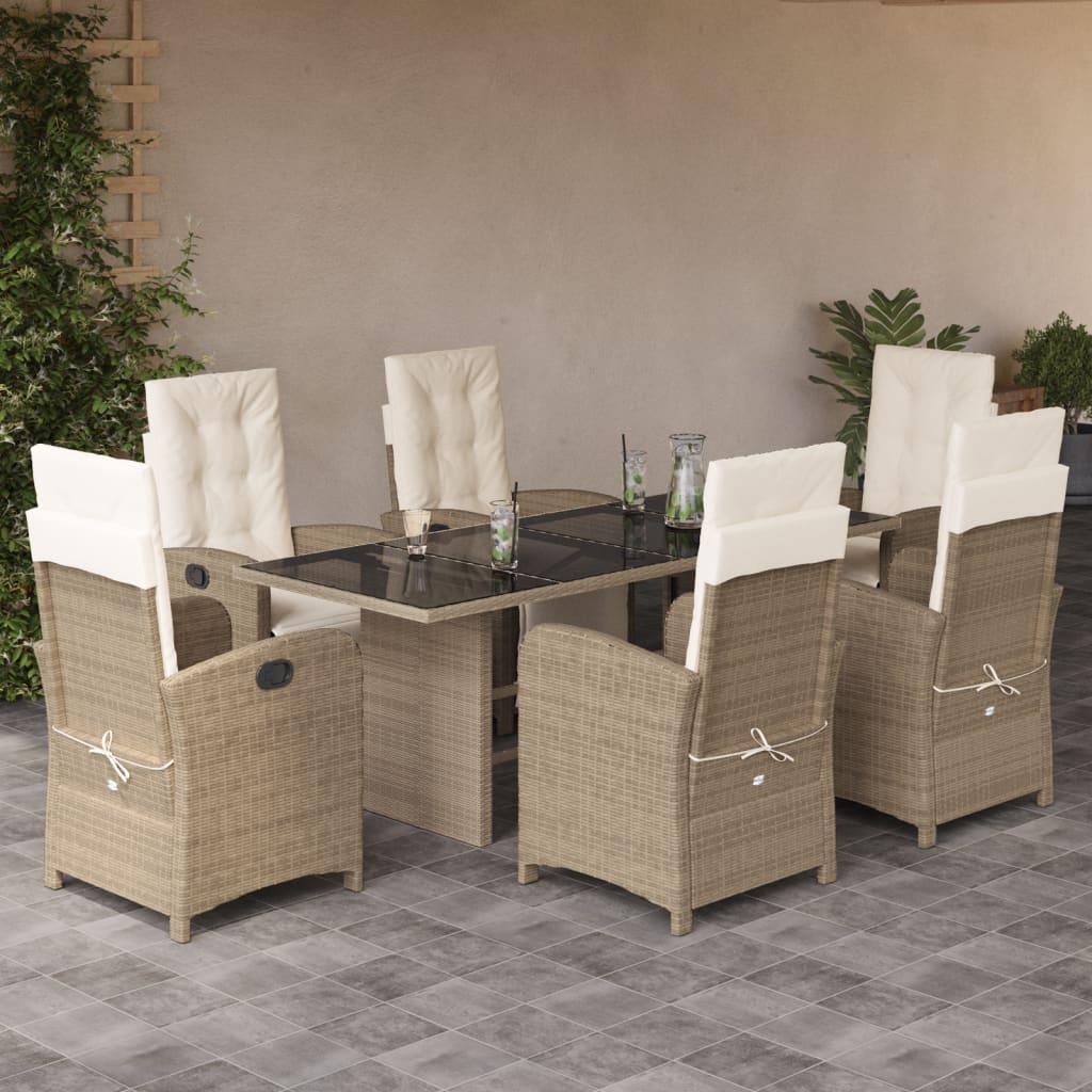 Set Mobilier De Grădină Cu Perne, 9 Piese, Maro, Poliratan
