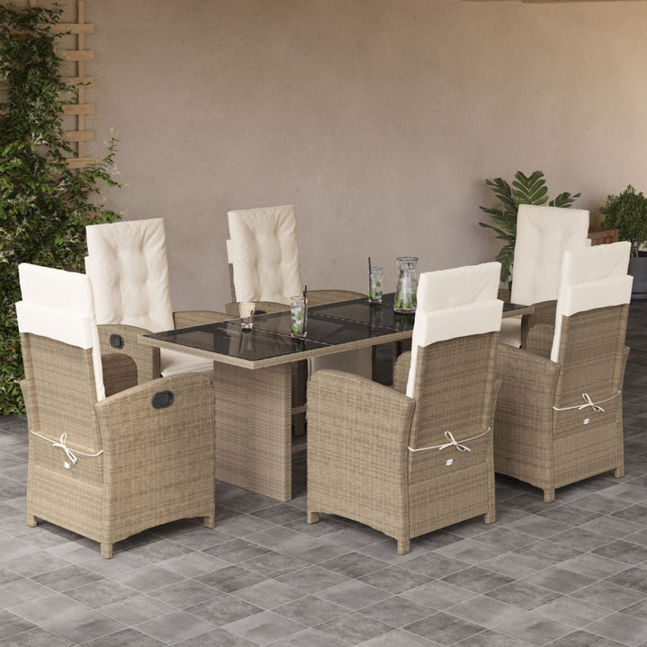 Set Mobilier De Grădină Cu Perne, 9 Piese, Maro, Poliratan