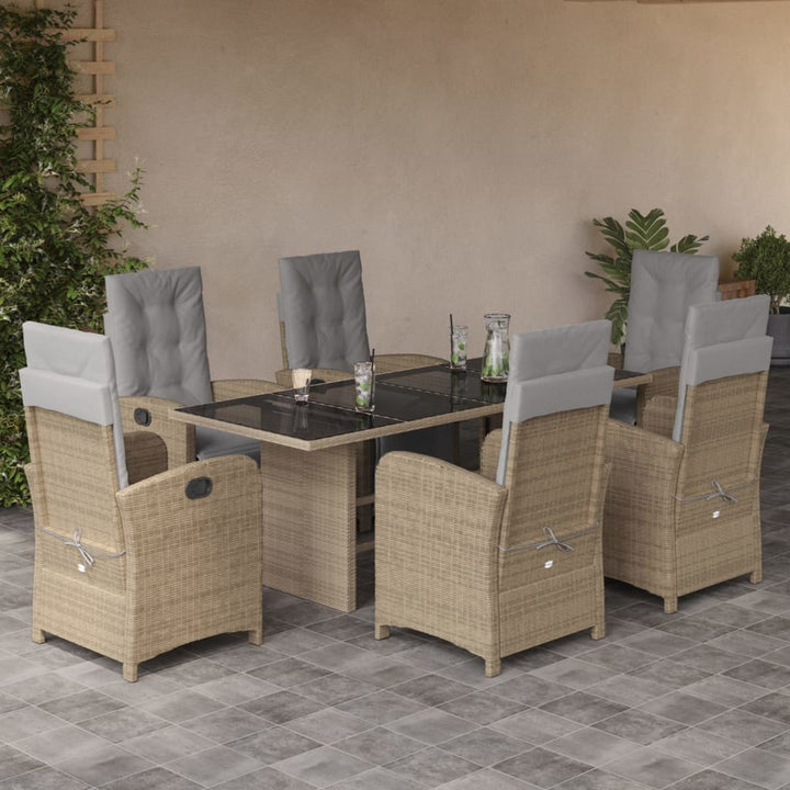 Set Mobilier De Grădină Cu Perne, 9 Piese, Maro, Poliratan