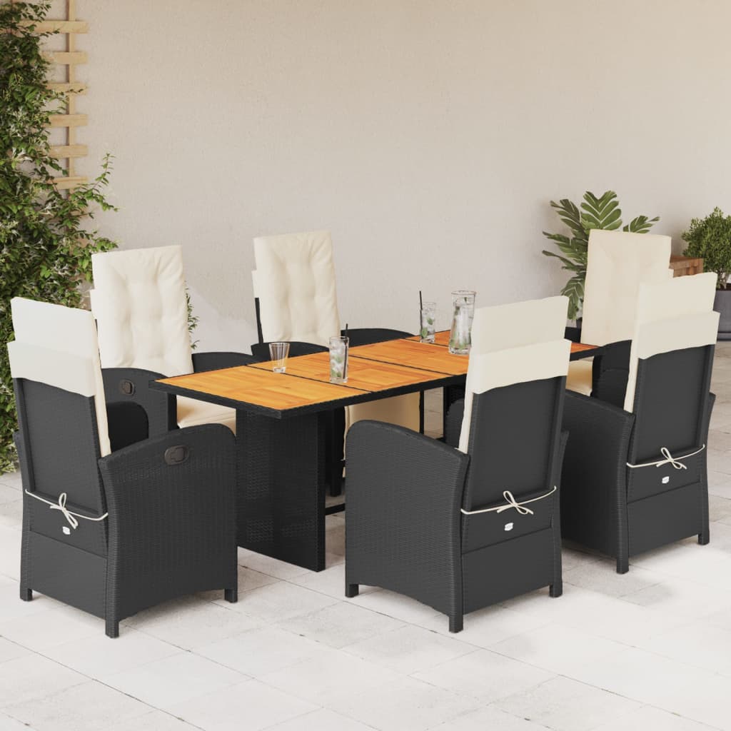 Set Mobilier De Grădină Cu Perne, 9 Piese, Maro, Poliratan