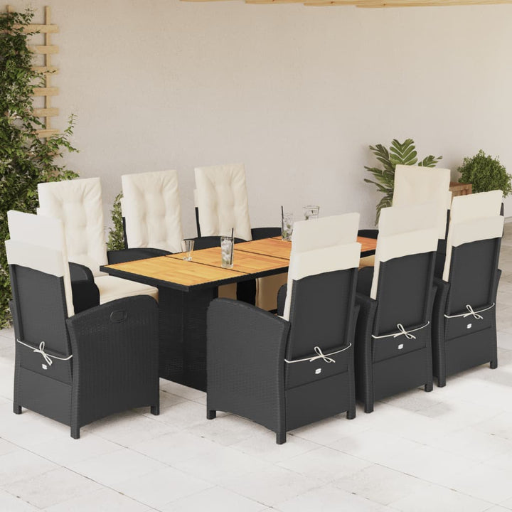 Set Mobilier De Grădină Cu Perne, 9 Piese, Maro, Poliratan