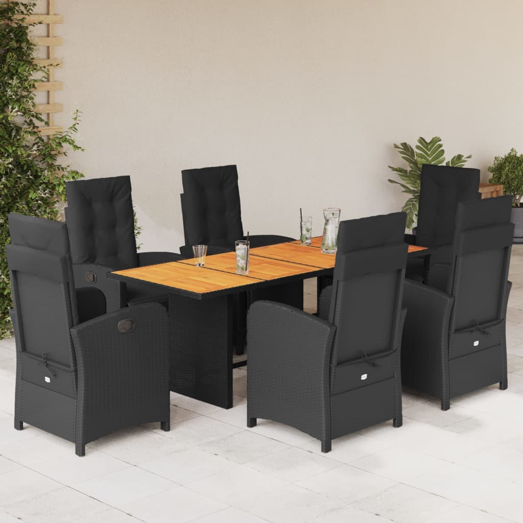 Set Mobilier De Grădină Cu Perne, 9 Piese, Maro, Poliratan