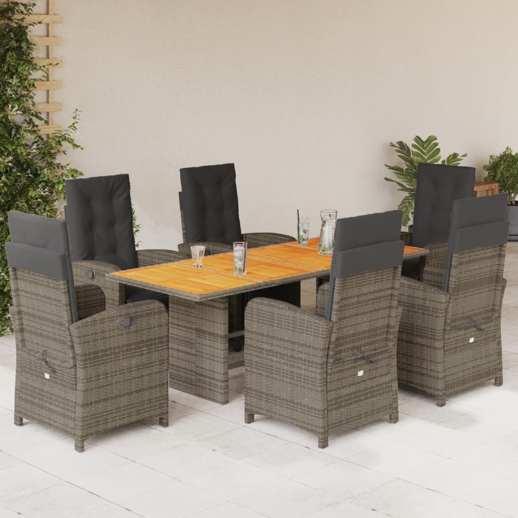 Set Mobilier De Grădină Cu Perne, 9 Piese, Maro, Poliratan