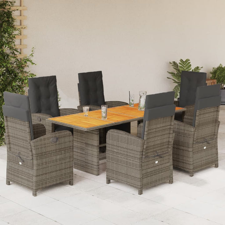 Set Mobilier De Grădină Cu Perne, 9 Piese, Maro, Poliratan