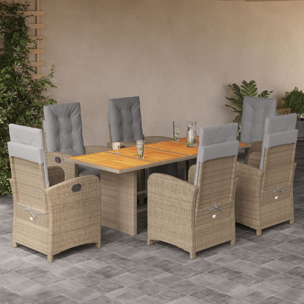 Set Mobilier De Grădină Cu Perne, 9 Piese, Maro, Poliratan