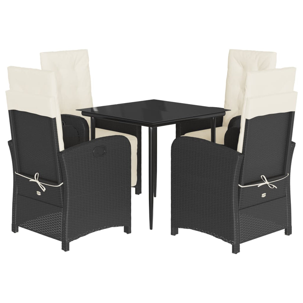 Set Mobilier De Grădină Cu Perne, 5 Piese, Negru, Poliratan