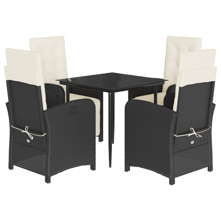 Set Mobilier De Grădină Cu Perne, 5 Piese, Negru, Poliratan