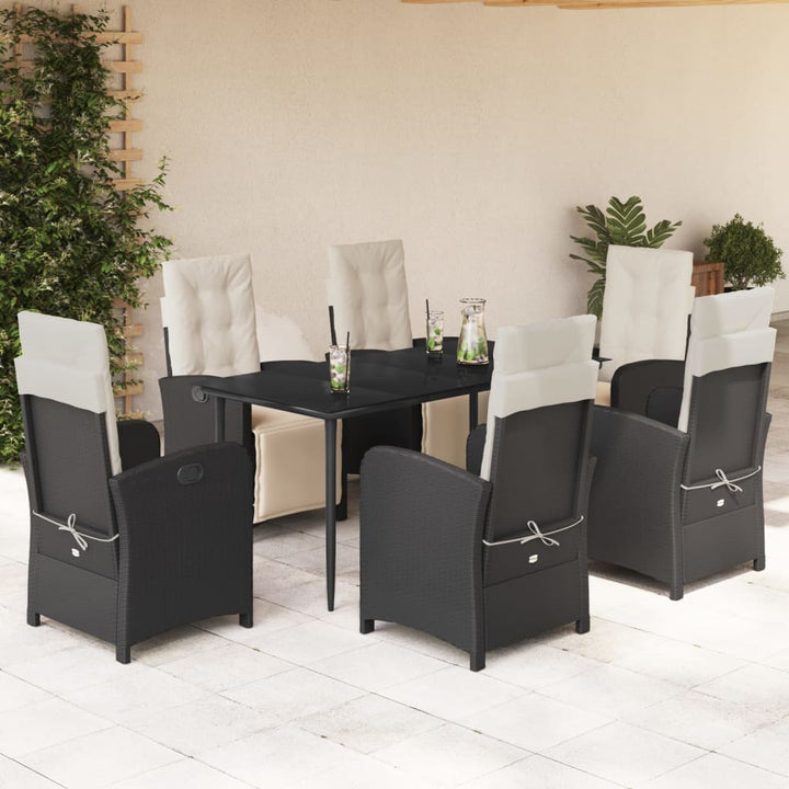 Set Mobilier De Grădină Cu Perne, 5 Piese, Negru, Poliratan