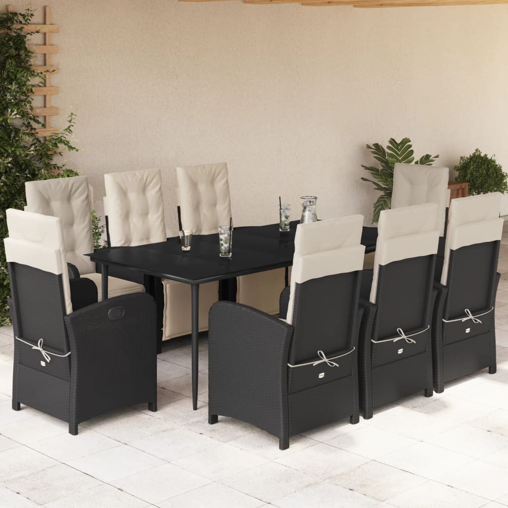 Set Mobilier De Grădină Cu Perne, 5 Piese, Negru, Poliratan