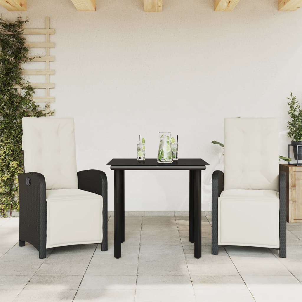 Set Mobilier De Grădină Cu Perne, 5 Piese, Negru, Poliratan