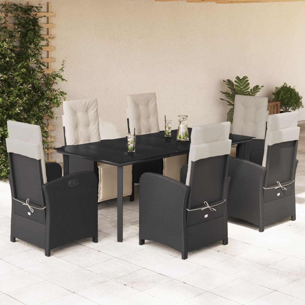 Set Mobilier De Grădină Cu Perne, 5 Piese, Negru, Poliratan