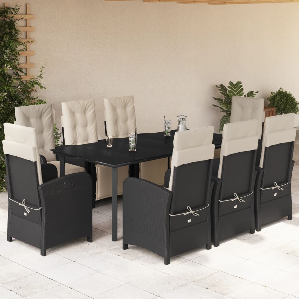 Set Mobilier De Grădină Cu Perne, 5 Piese, Negru, Poliratan