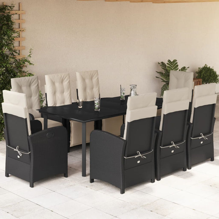 Set Mobilier De Grădină Cu Perne, 5 Piese, Negru, Poliratan