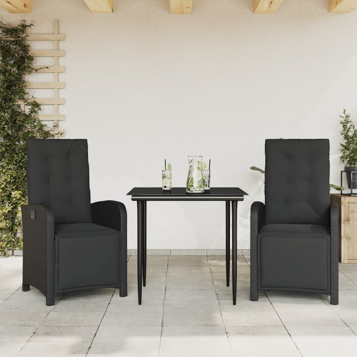 Set Mobilier De Grădină Cu Perne, 9 Piese, Negru, Poliratan
