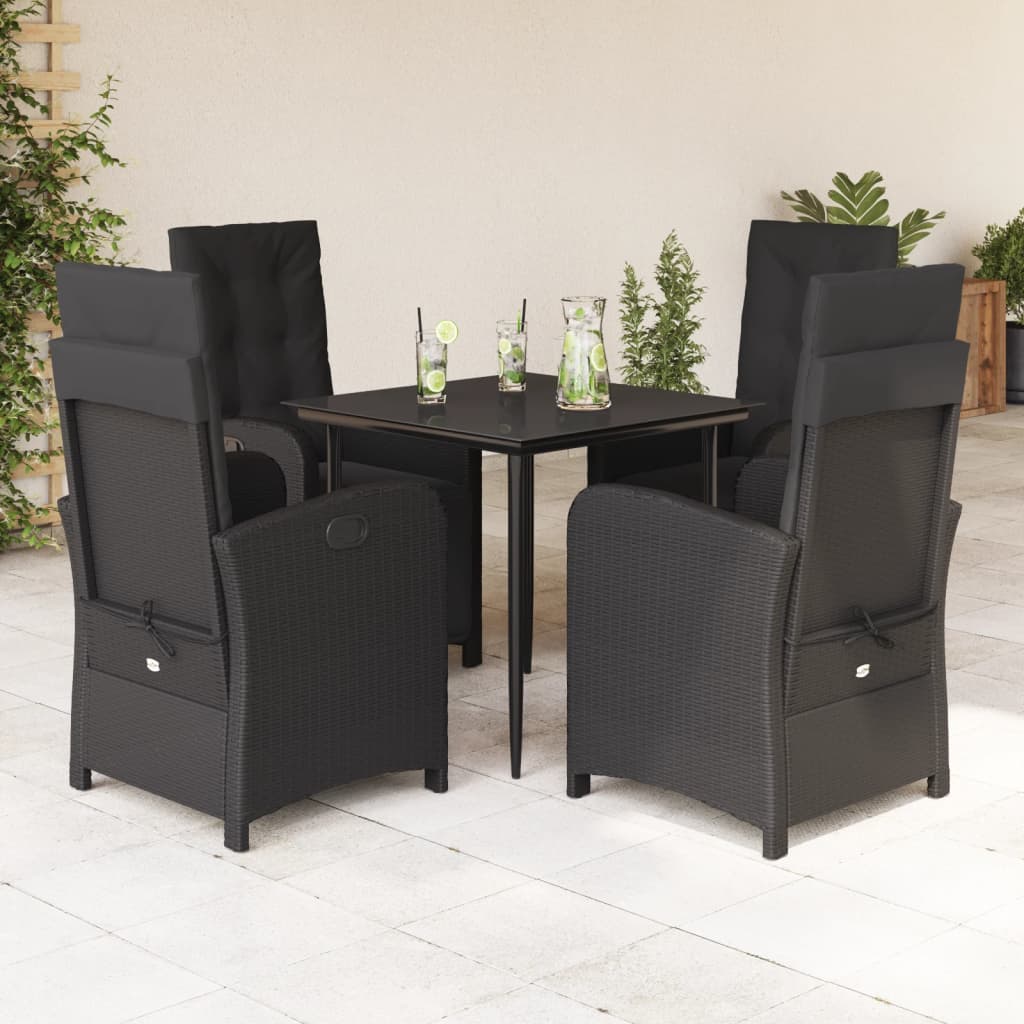 Set Mobilier De Grădină Cu Perne, 9 Piese, Negru, Poliratan