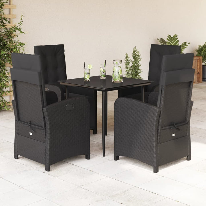Set Mobilier De Grădină Cu Perne, 9 Piese, Negru, Poliratan