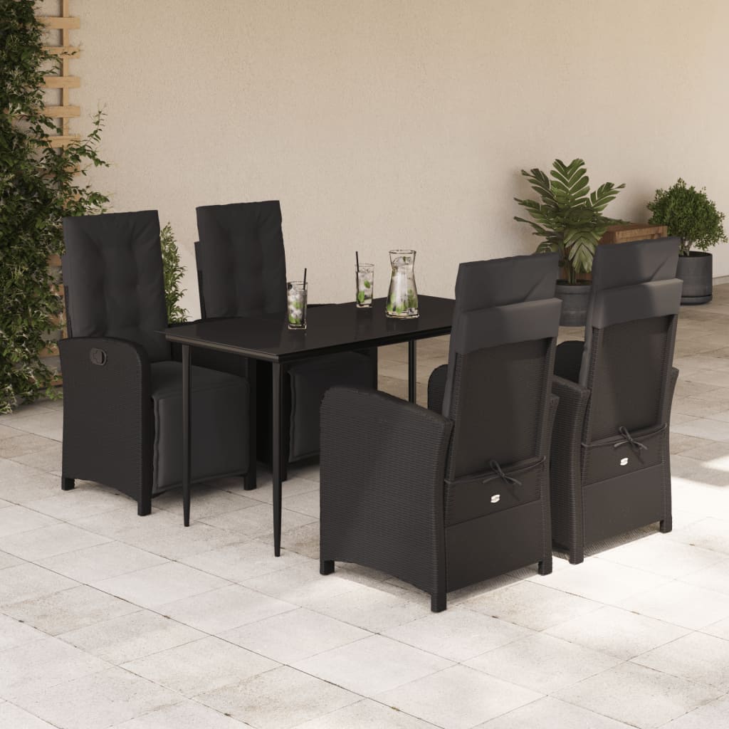 Set Mobilier De Grădină Cu Perne, 9 Piese, Negru, Poliratan