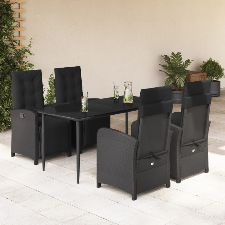 Set Mobilier De Grădină Cu Perne, 9 Piese, Negru, Poliratan