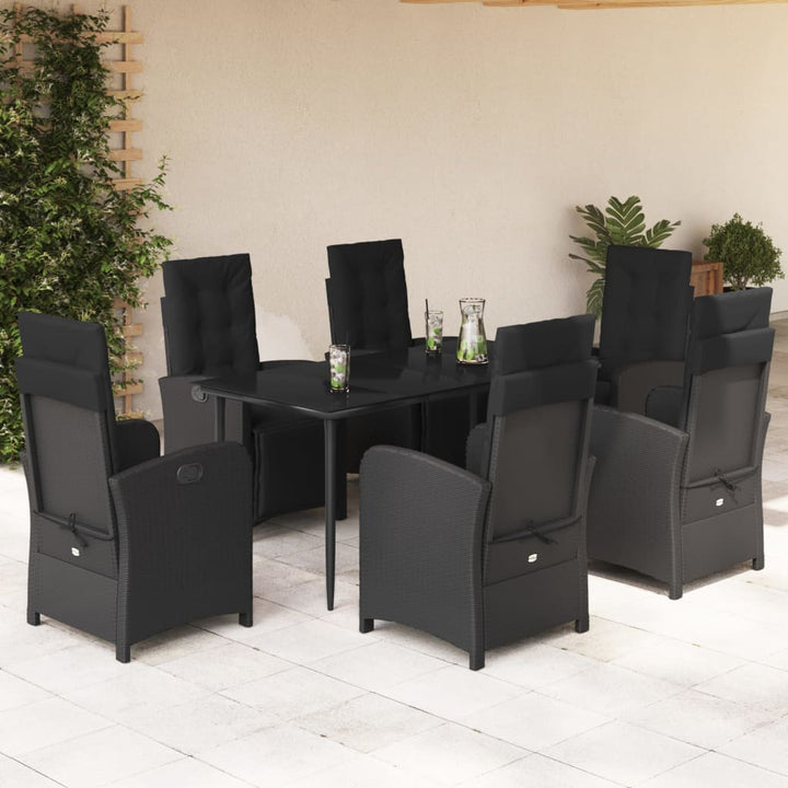 Set Mobilier De Grădină Cu Perne, 9 Piese, Negru, Poliratan