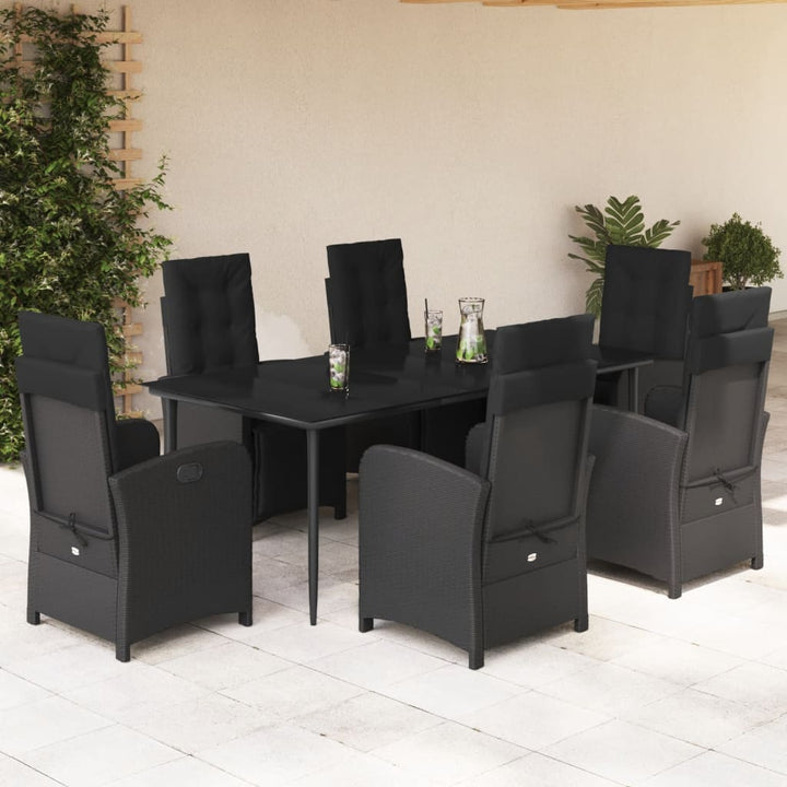 Set Mobilier De Grădină Cu Perne, 9 Piese, Negru, Poliratan