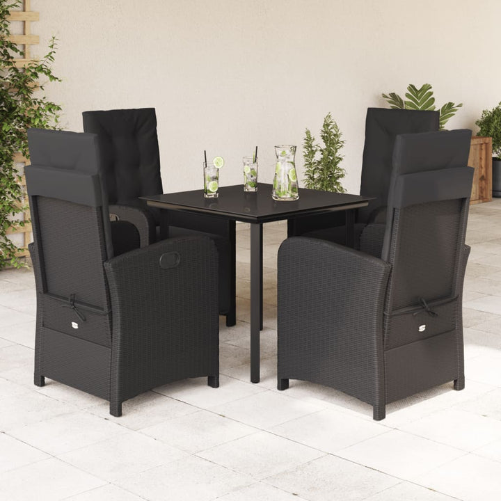 Set Mobilier De Grădină Cu Perne, 9 Piese, Negru, Poliratan