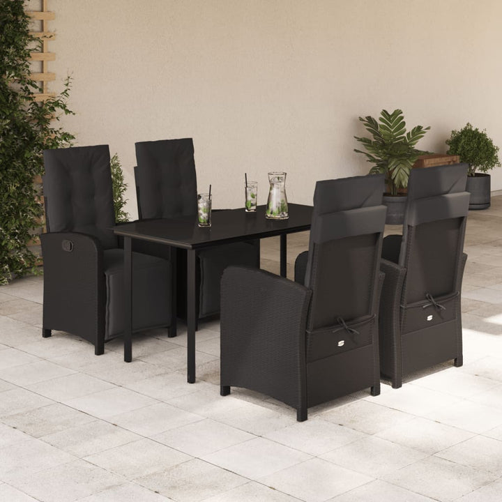 Set Mobilier De Grădină Cu Perne, 9 Piese, Negru, Poliratan