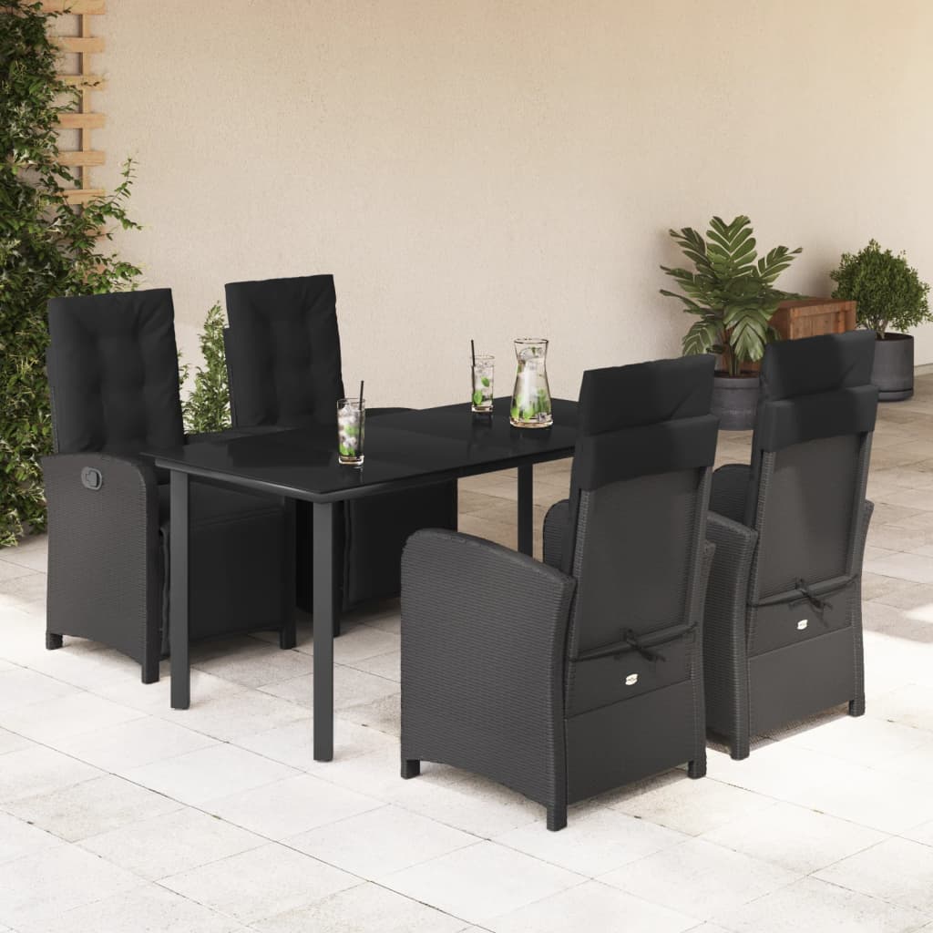 Set Mobilier De Grădină Cu Perne, 9 Piese, Negru, Poliratan