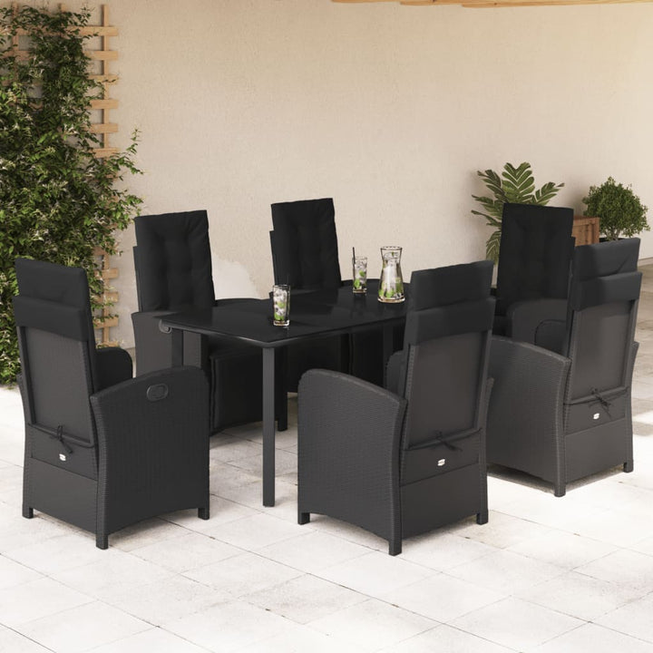 Set Mobilier De Grădină Cu Perne, 9 Piese, Negru, Poliratan