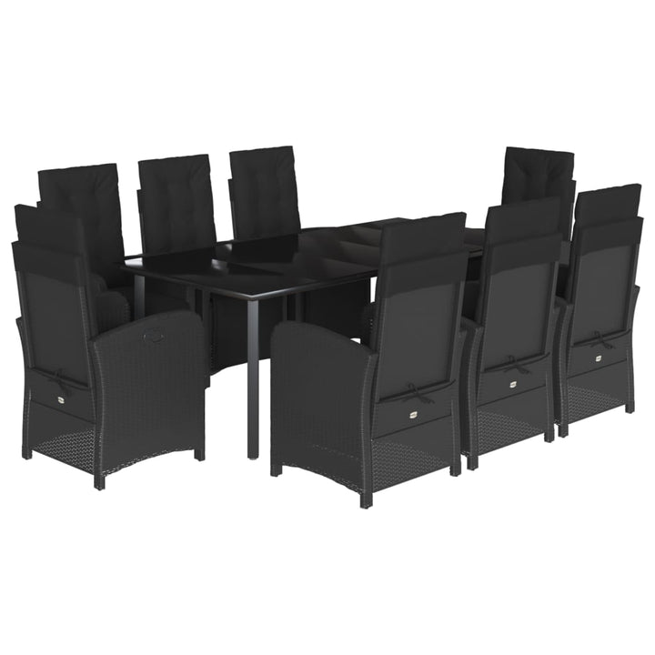 Set Mobilier De Grădină Cu Perne, 9 Piese, Negru, Poliratan