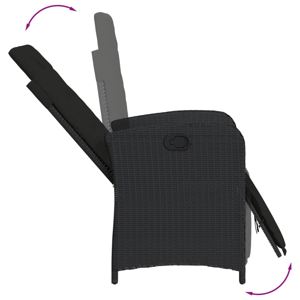Set Mobilier De Grădină Cu Perne, 9 Piese, Negru, Poliratan