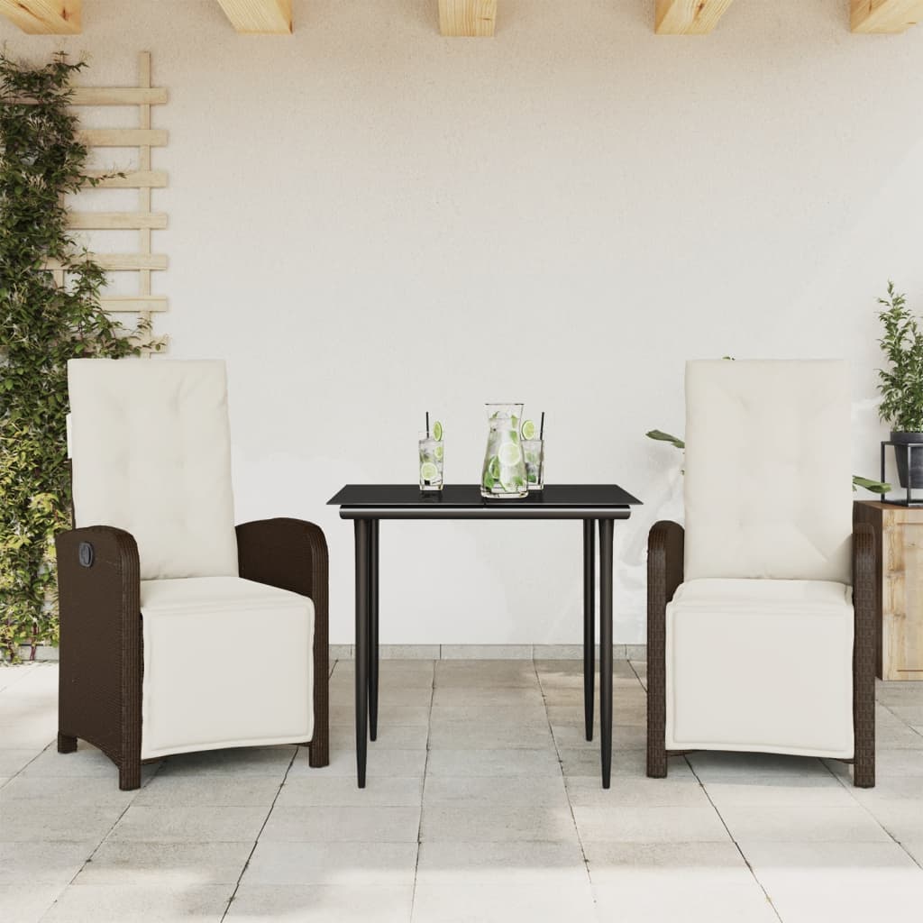 Set Mobilier De Grădină Cu Perne, 9 Piese, Maro, Poliratan