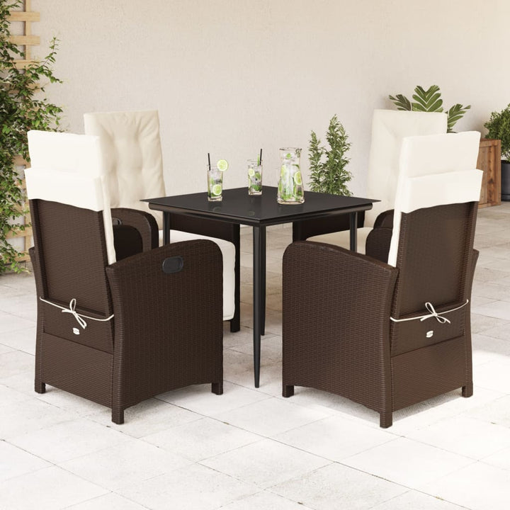 Set Mobilier De Grădină Cu Perne, 9 Piese, Maro, Poliratan