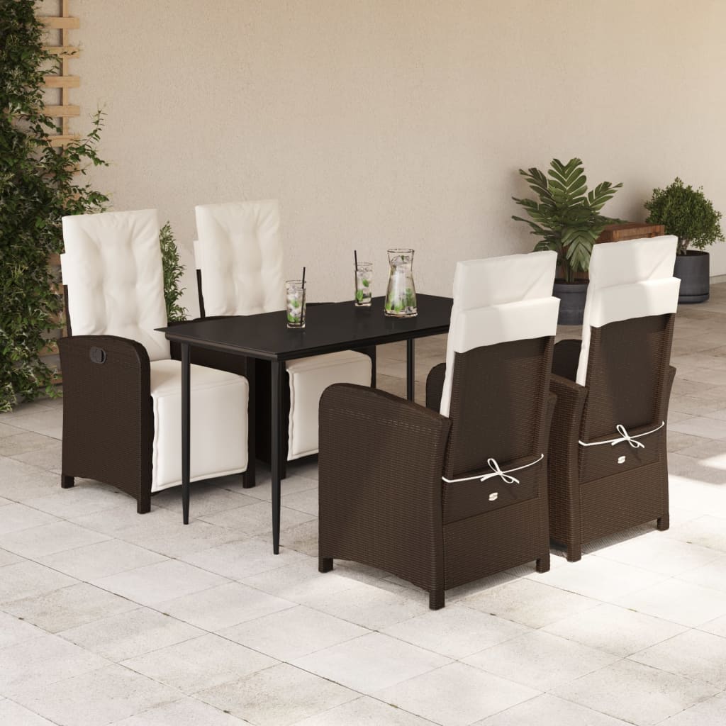 Set Mobilier De Grădină Cu Perne, 9 Piese, Maro, Poliratan