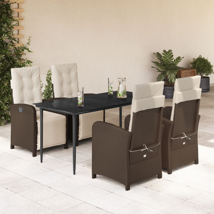 Set Mobilier De Grădină Cu Perne, 9 Piese, Maro, Poliratan