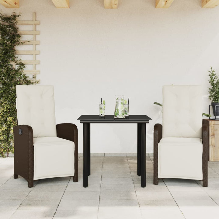 Set Mobilier De Grădină Cu Perne, 9 Piese, Maro, Poliratan