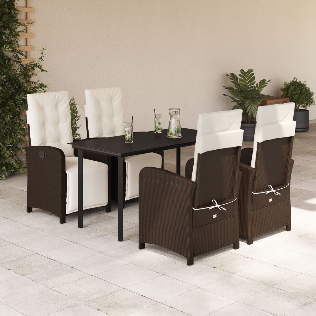 Set Mobilier De Grădină Cu Perne, 9 Piese, Maro, Poliratan