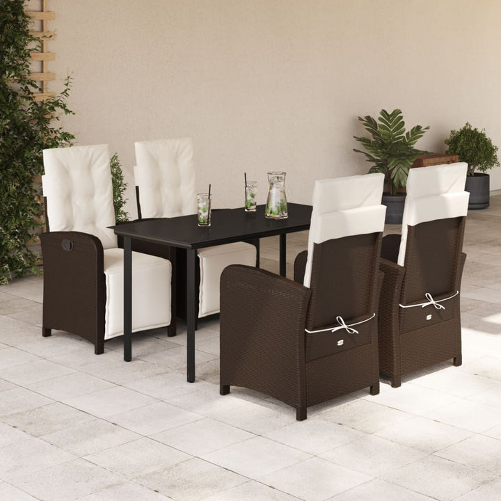 Set Mobilier De Grădină Cu Perne, 9 Piese, Maro, Poliratan
