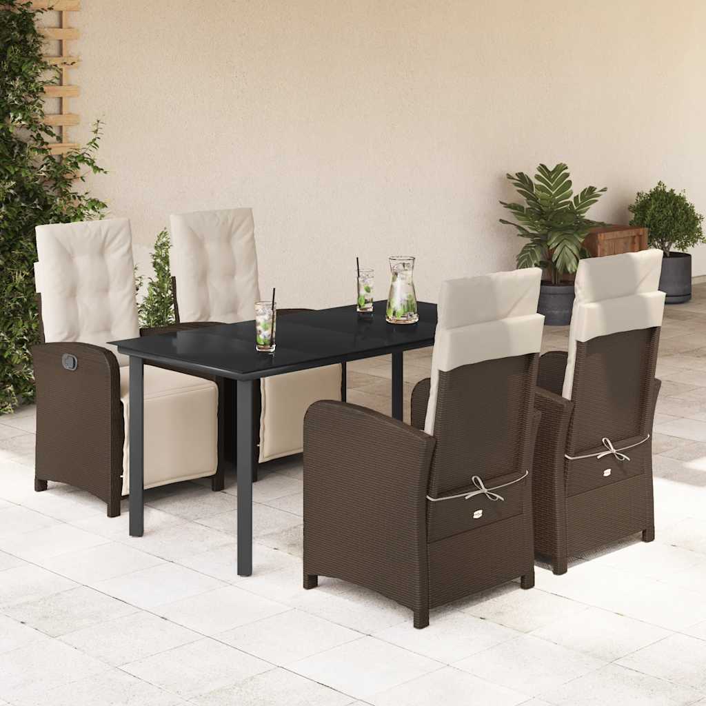 Set Mobilier De Grădină Cu Perne, 9 Piese, Maro, Poliratan