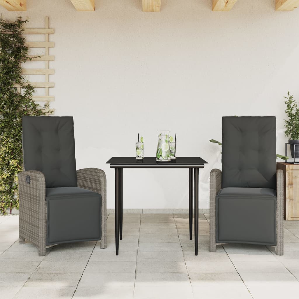 Set Mobilier Grădină Cu Perne, 9 Piese, Gri, Poliratan