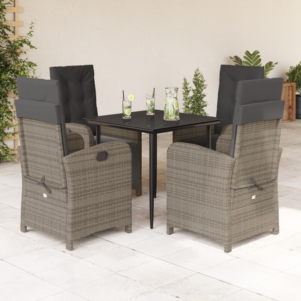 Set Mobilier Grădină Cu Perne, 9 Piese, Gri, Poliratan
