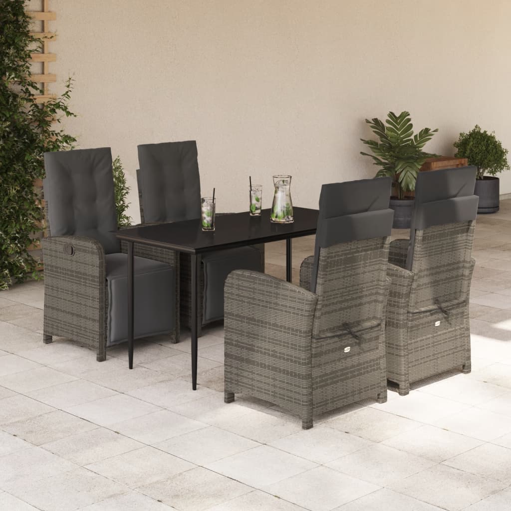 Set Mobilier Grădină Cu Perne, 9 Piese, Gri, Poliratan