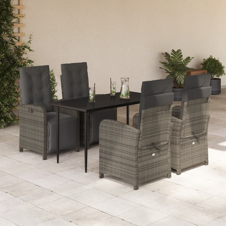 Set Mobilier Grădină Cu Perne, 9 Piese, Gri, Poliratan