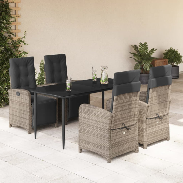 Set Mobilier Grădină Cu Perne, 9 Piese, Gri, Poliratan