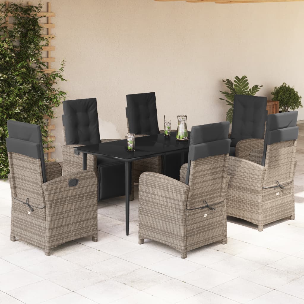 Set Mobilier Grădină Cu Perne, 9 Piese, Gri, Poliratan